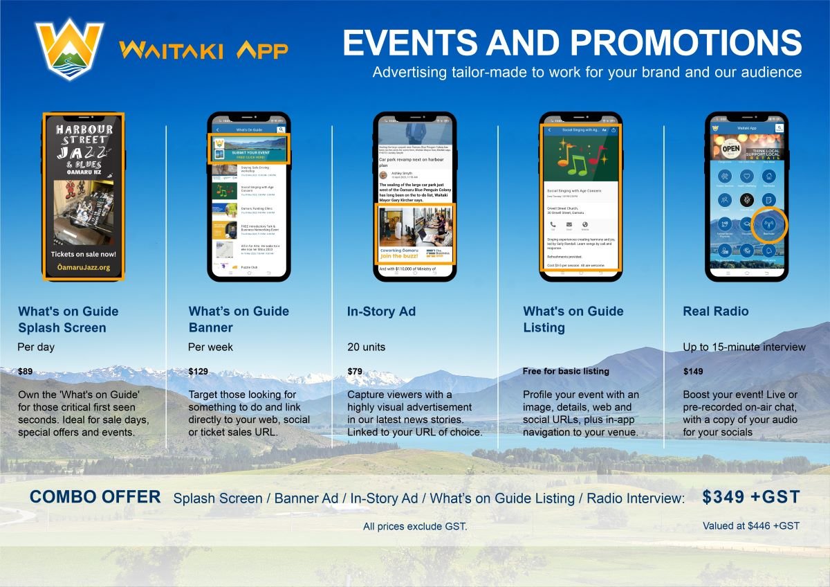 Waitaki App - Events and Promotions